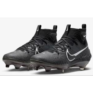 Mens Nike Alpha Huarache NXT Metal Baseball Cleats Black Grey DJ6517-010 Sz 7